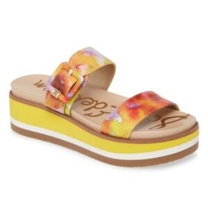 Sam Edelman Yellow Tie Dye Platform Augustine Sandal Size 7